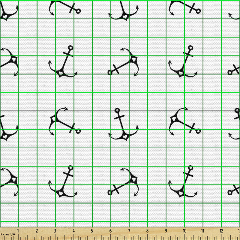Denizcilik Parça Kumaş Düz Arka Planda Çapa Çizimi Örüntüsü