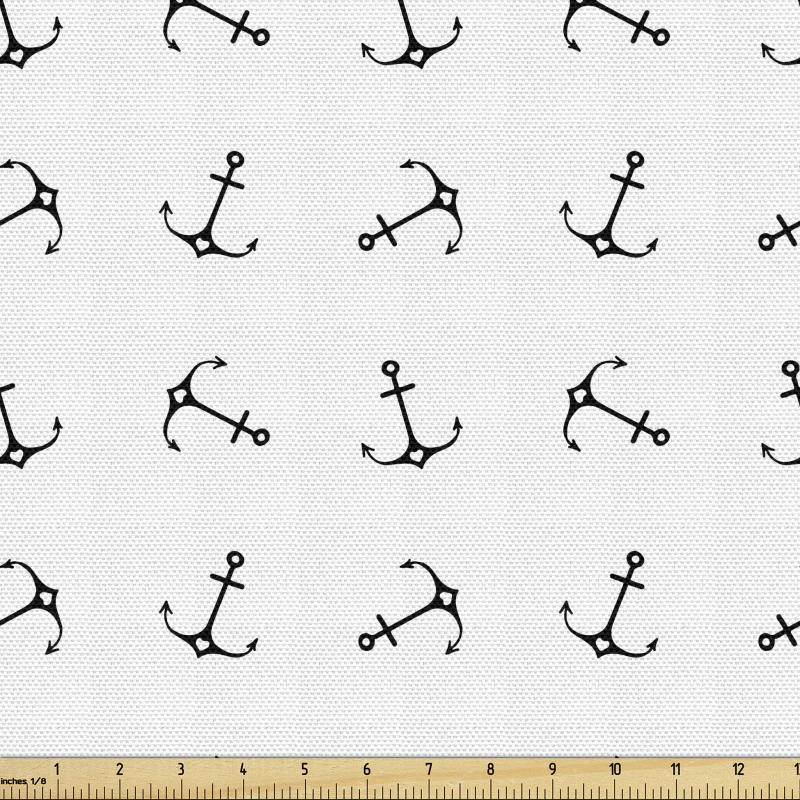 Denizcilik Parça Kumaş Düz Arka Planda Çapa Çizimi Örüntüsü