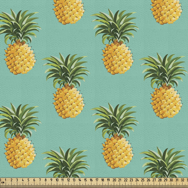 Meyve Parça Kumaş Tek Renk Arka Plan Üzerinde Ananas Örüntüsü