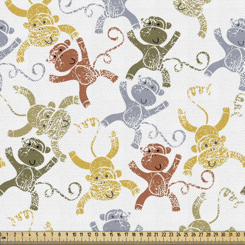 Çok Renkli   Parça Kumaş Eskitme ile Sevimli Maymun Karikatürleri