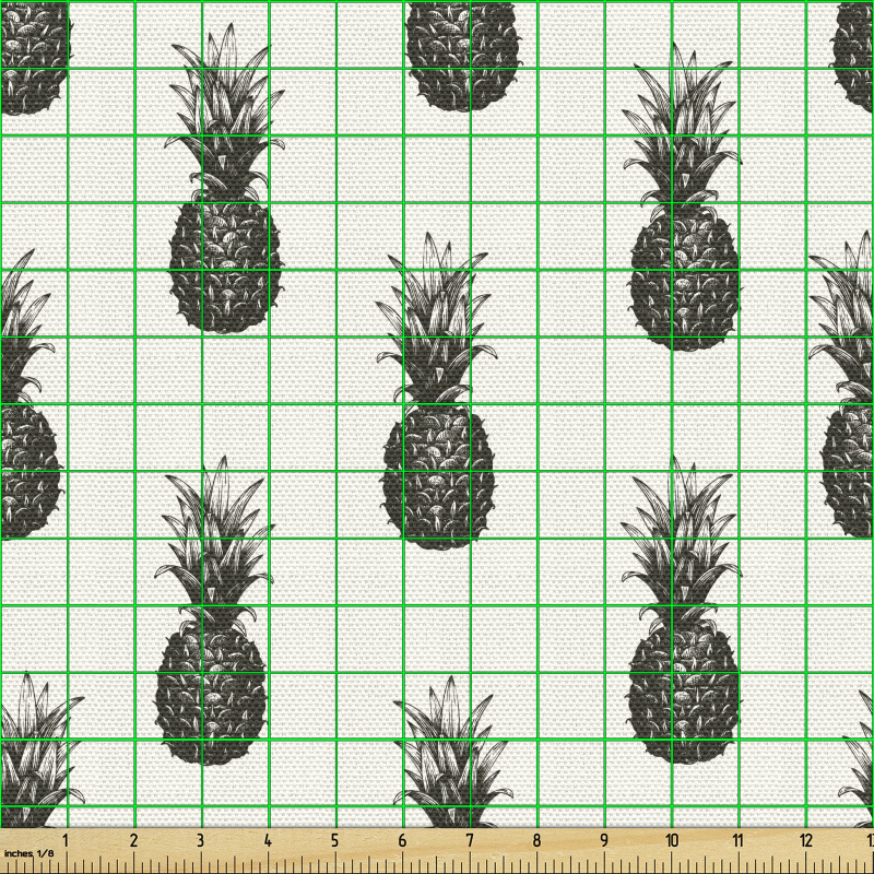 Meyve Parça Kumaş Beyaz Arka Planda Gerçekçi Ananas Çizimleri