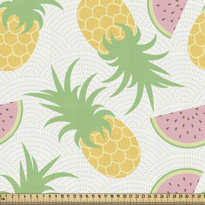 Meyve Parça Kumaş Desenli Arka Planda Ananas ve Karpuz Grafiği