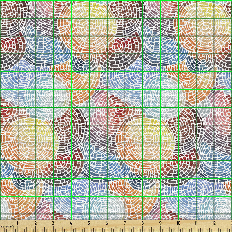 Geometrik Parça Kumaş Soluk Görünümlü Soyut Dairesel Tekrarlı