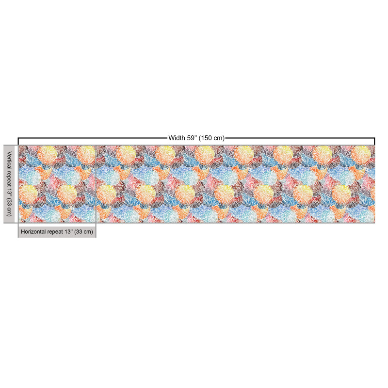 Geometrik Parça Kumaş Soluk Görünümlü Soyut Dairesel Tekrarlı