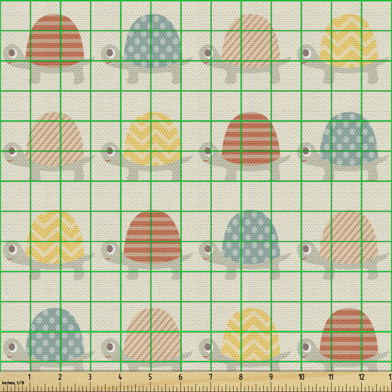 Çok Renkli   Parça Kumaş Puantiyeli ve Zikzak Çizgili Kaplumbağalar