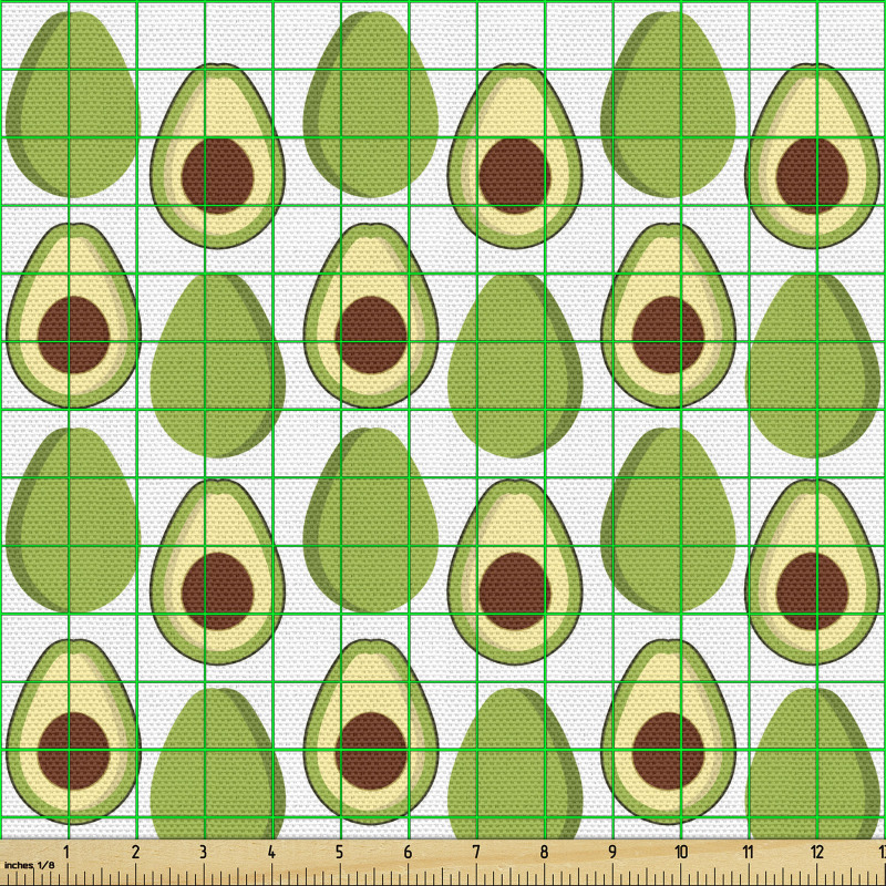 Avokado Parça Kumaş Sağlıklı Meyvenin İçi ve Dışı Tekrarlı