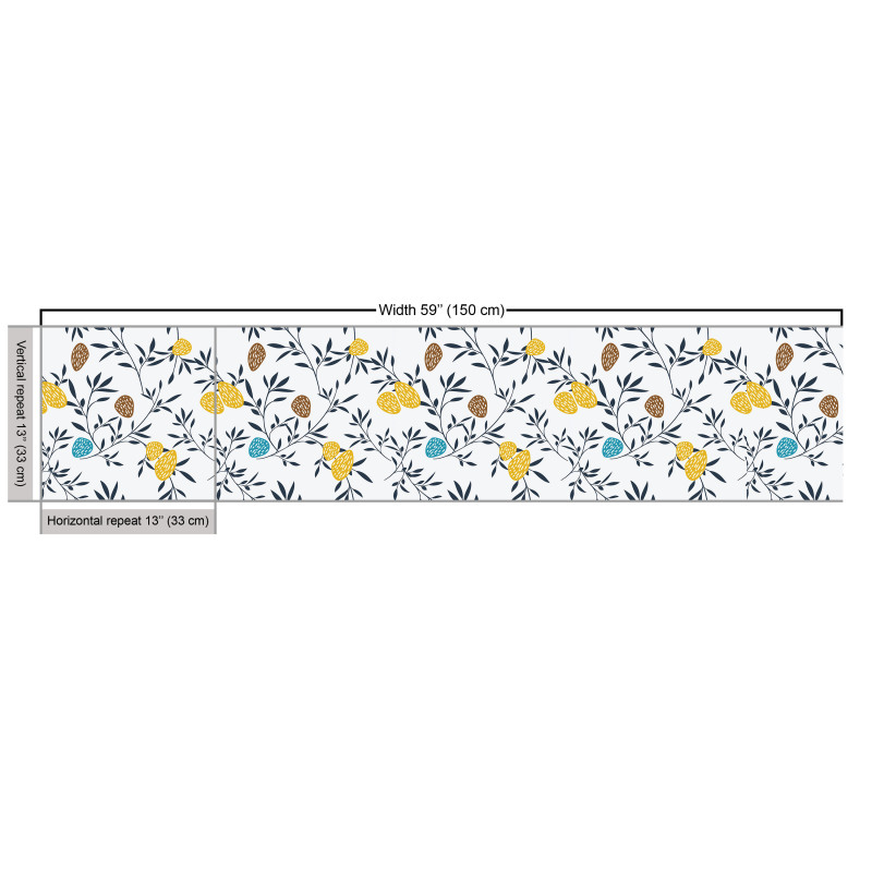 Çiçekli Parça Kumaş Tekrarlı Dallar ve Bitki Yaprakları Model