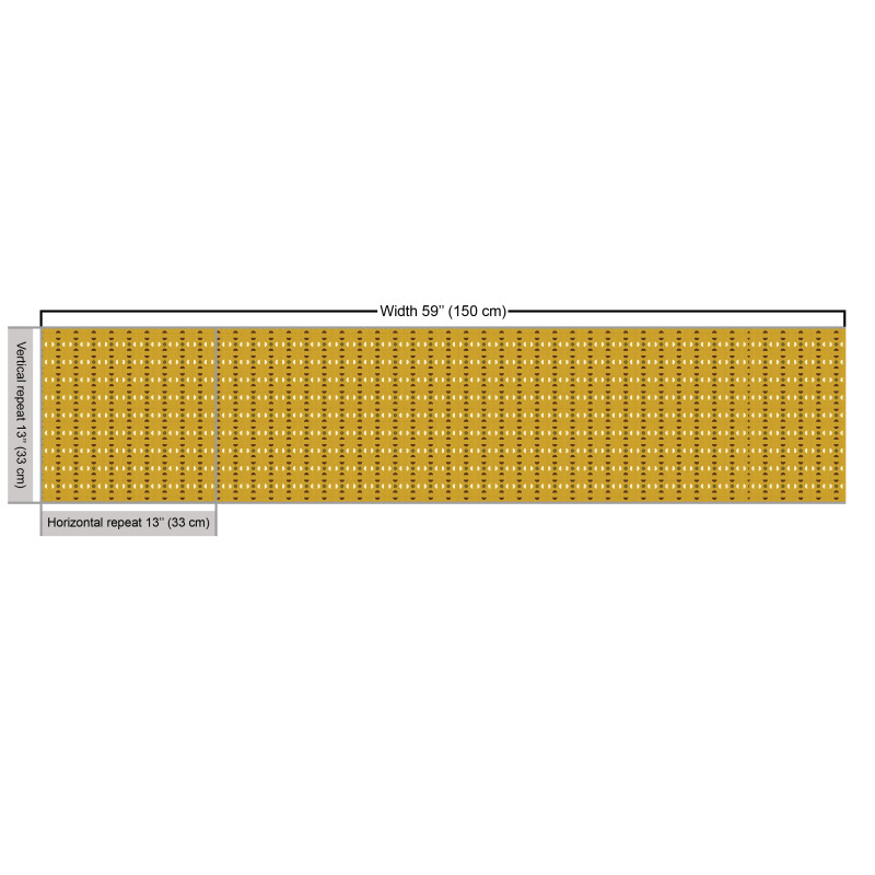 Geometrik Parça Kumaş Sarı Arka Planda Tam Yarım Çeyrek Daire