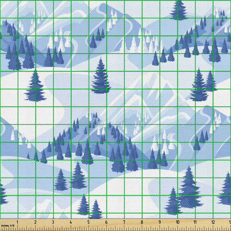 Orman Parça Kumaş Kızak Yapılacak Tümsekli Karlı Dağlar Modeli