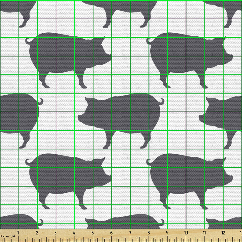Domuz Parça Kumaş Minik Kuyruklu Çiftlik Hayvanı Silüetleri