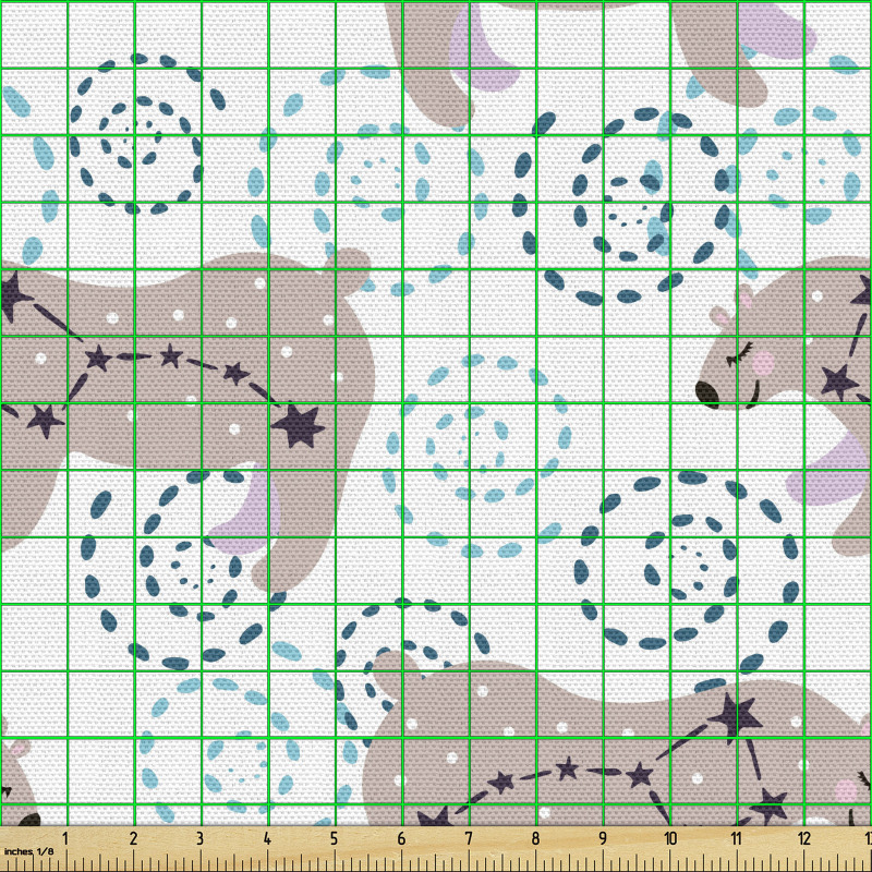 Evren Parça Kumaş Takım Yıldızları ile Sevimli Ayı ve Girdaplar