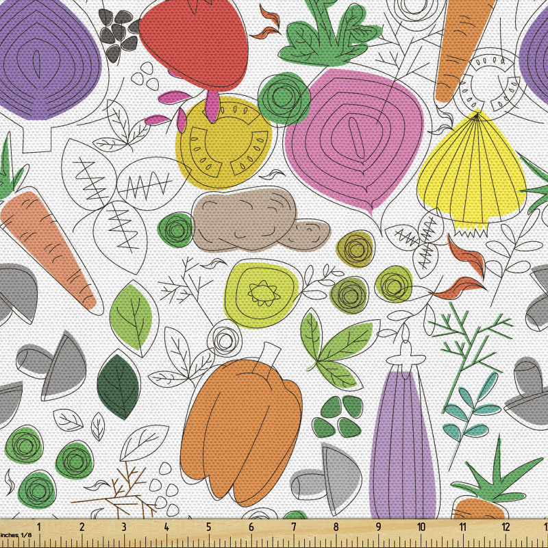 Karalama Parça Kumaş Basit Patlıcan Soğan ve Biber Çizimleri