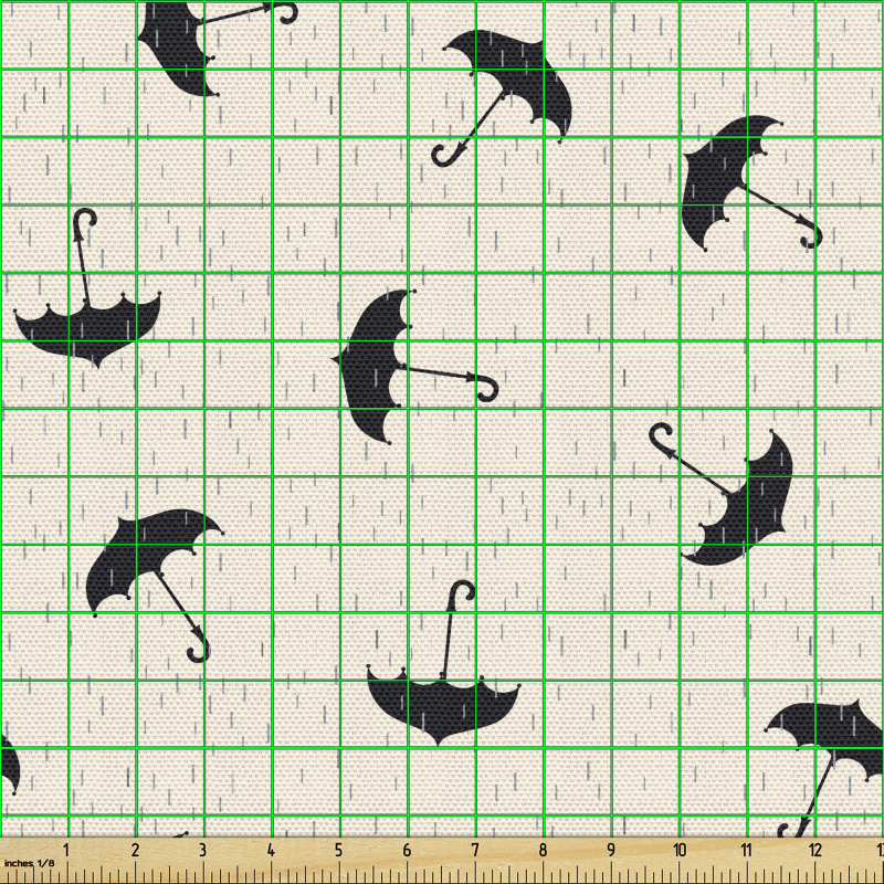 Yağmur Parça Kumaş Farklı Pozisyonda Şemsiyeler ve Su Damlaları