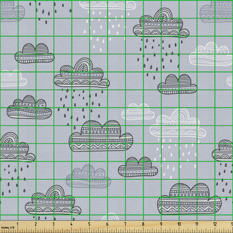 Yağmur Parça Kumaş Süslemeli Bulutlardan Akan Su Parçacıkları