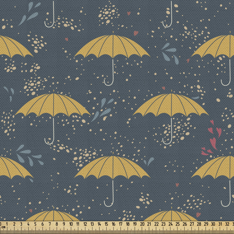 Şemsiye Parça Kumaş Üzerine Yağmur Damlaları Yağan Cisim Desen