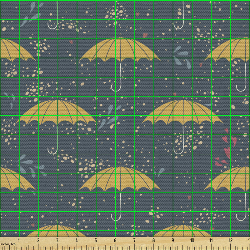 Şemsiye Parça Kumaş Üzerine Yağmur Damlaları Yağan Cisim Desen