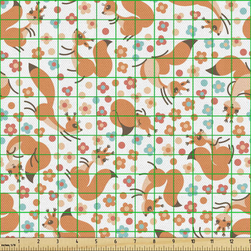 Sincap Parça Kumaş Minik Çiçekler Arasında Sevimli Hayvan Desen