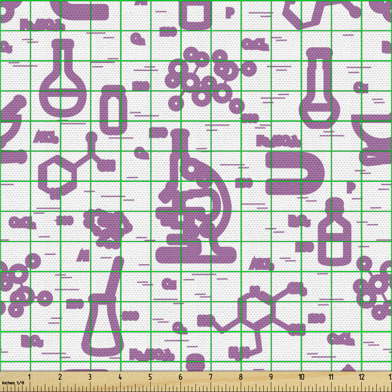 Bilim Parça Kumaş Beyaz Fon Üzerinde Kimyasal Semboller Desenli