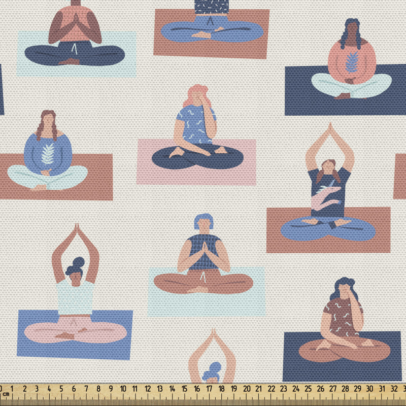 Yoga Parça Kumaş Rahatlama Hareketleri Yapan İnsanlar Desen