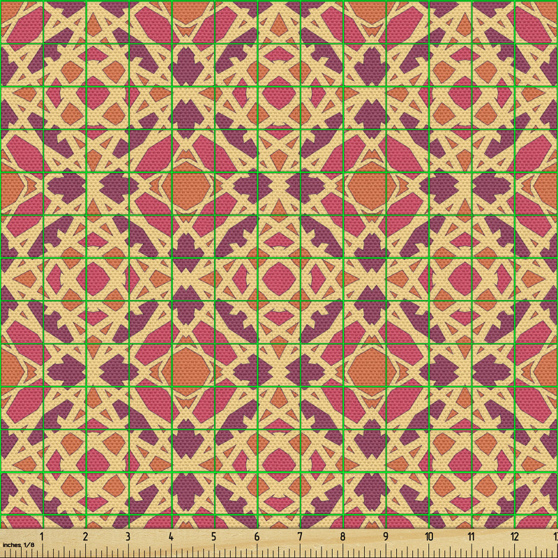 Mozaik Parça Kumaş Geometrik Şekiller ile Geleneksel Desen