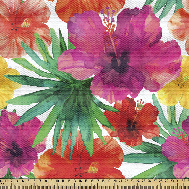 Botanik Parça Kumaş Canlı Renklerde Çeşitli Çiçek Çalışmaları