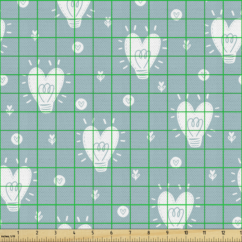 Romantik Parça Kumaş Mavi Fon Üzerindeki Beyaz Kalp Desenli