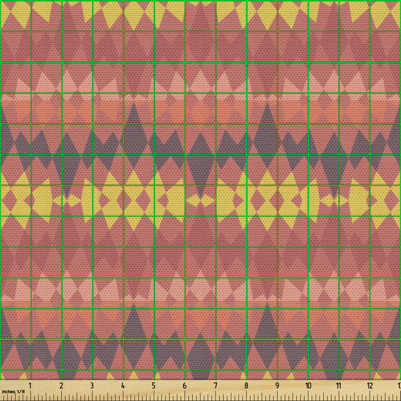 Etnik Parça Kumaş Soyut Pembe Sarı ve Gri Dörtgenler Desenli