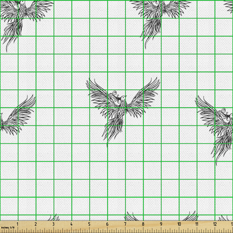 Fantezi Parça Kumaş Detaylı ve Zarif Efsanevi Anka Kuşu Eskizi