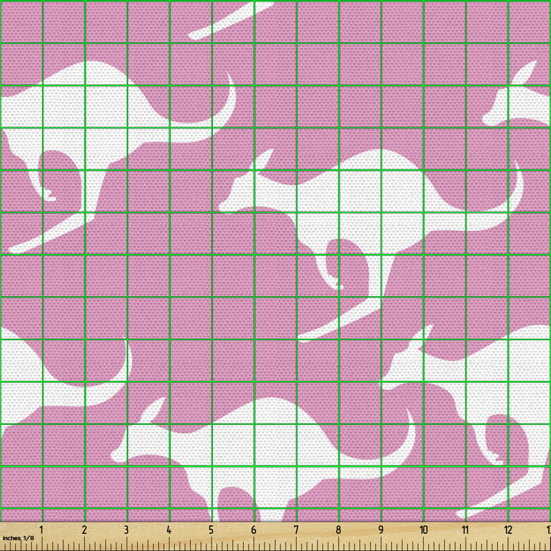 Hayvanlar Parça Kumaş Pembe Fon Üzerindeki Beyaz Kangurular