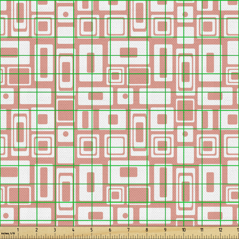 Geometrik Parça Kumaş Dikdörtgen Kare ve Nokta ile Grafik Desen