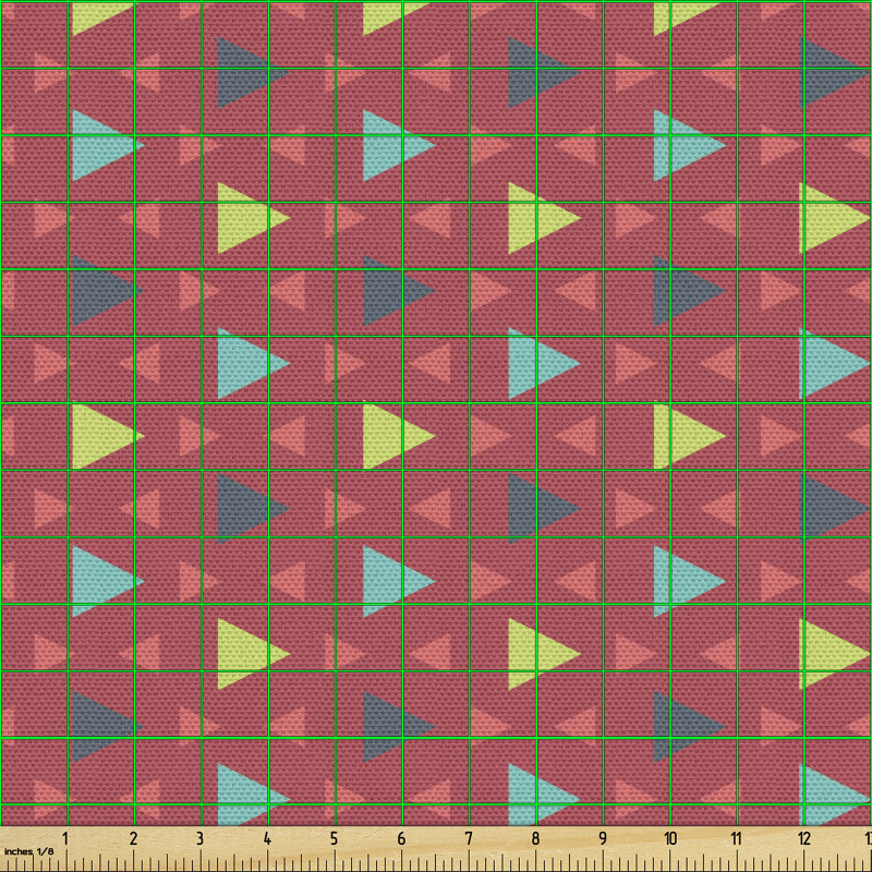 Vintage Parça Kumaş Parlak ve Canlı Üçgenler ile Siluetleri