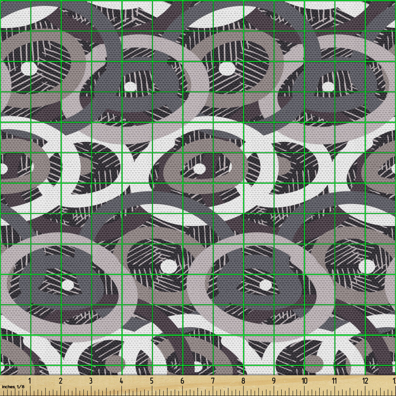 Geometrik Parça Kumaş İç İçe Daireler Desenli Yuvarlak Şık