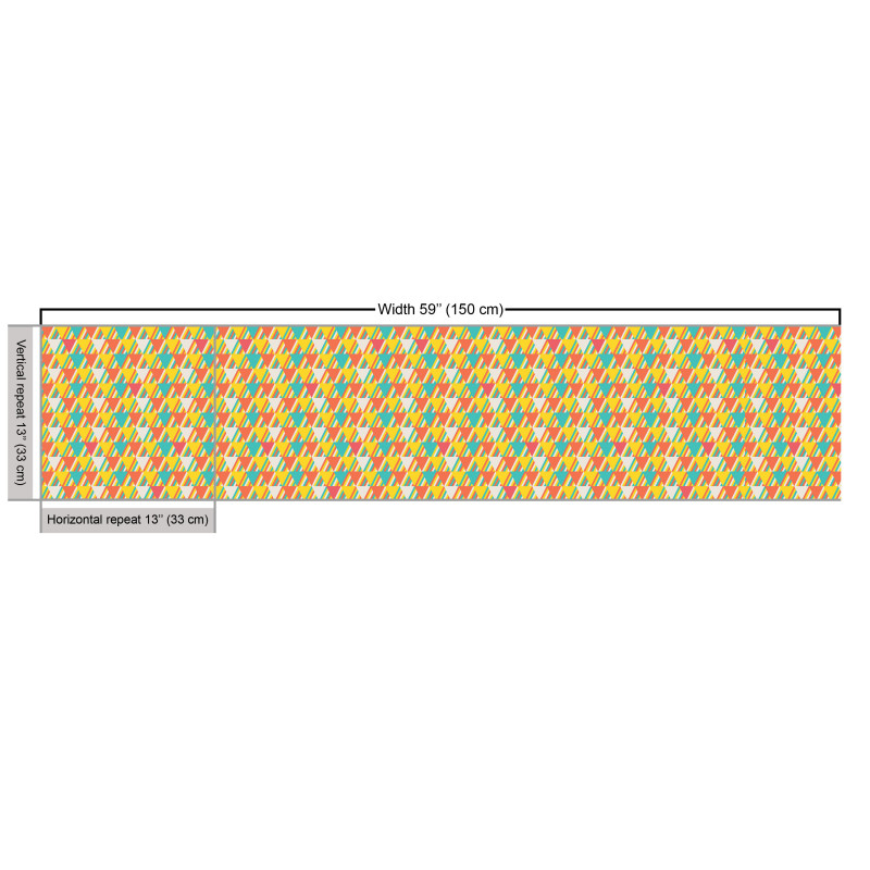 Geometrik Parça Kumaş Sarı Mavi ve Beyaz Üçgenler Desenli Şık