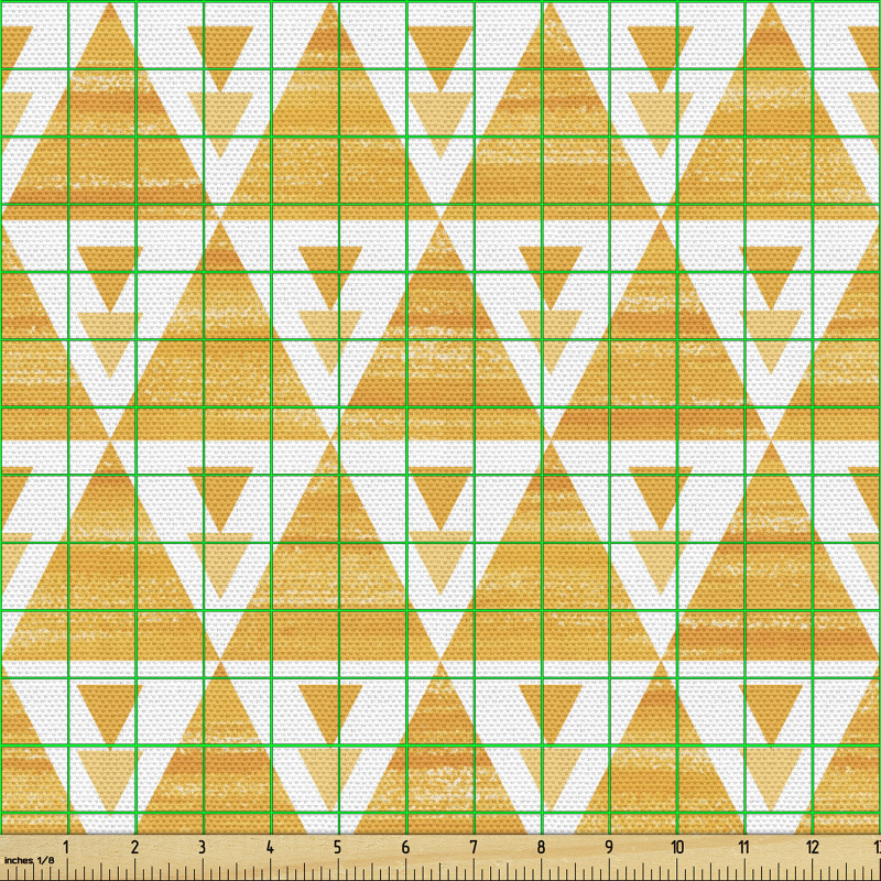 Geometrik Parça Kumaş Kirli Fon Üzerinde Sarı Beyaz Üçgenler