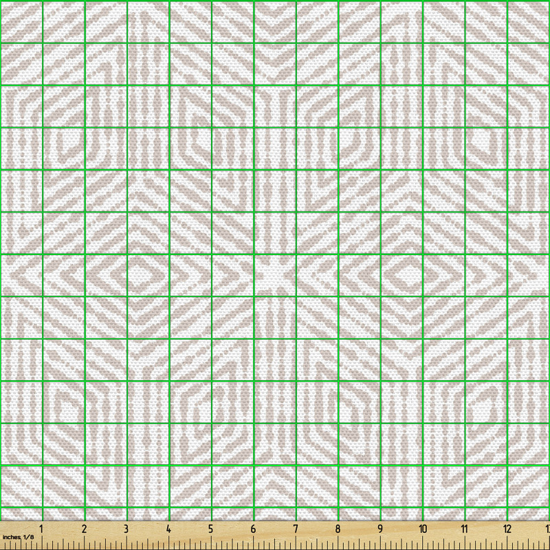 Geometrik Parça Kumaş Beyaz Fon Üzerindeki Boz Dörtgen Desenli