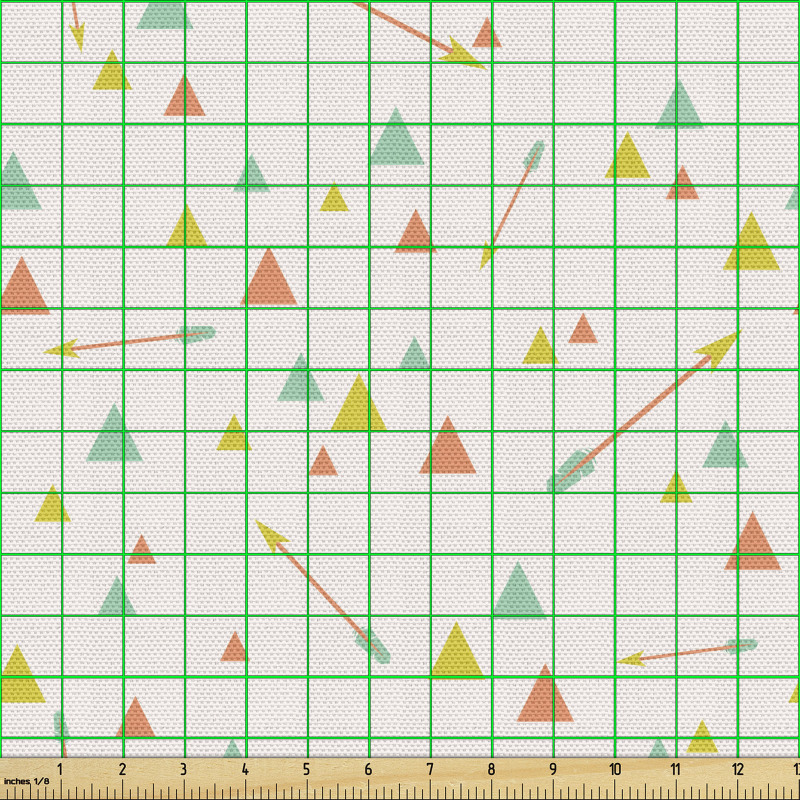 Geometrik Parça Kumaş Beyaz Fon Üzerindeki Üçgenler Desenli