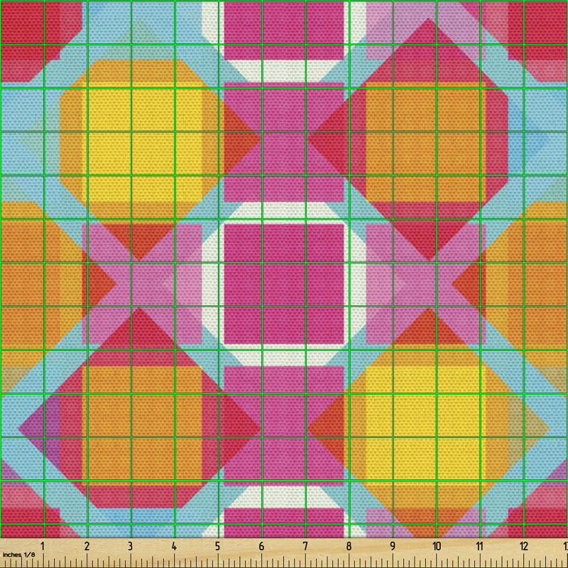 Geometrik Parça Kumaş Rengarenk Şekiller Desenli Kare Dörtgen