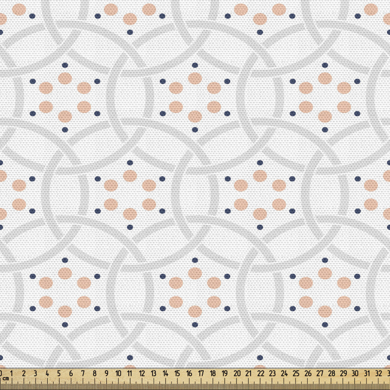 Geometrik Parça Kumaş Kesişen Yuvarlaklar ile Nokta Desenleri