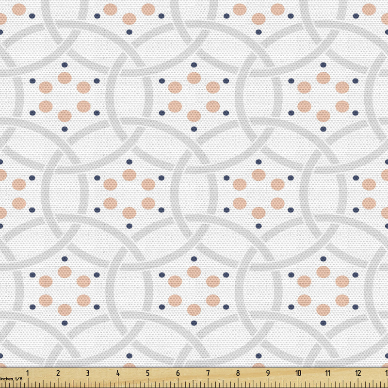 Geometrik Parça Kumaş Kesişen Yuvarlaklar ile Nokta Desenleri