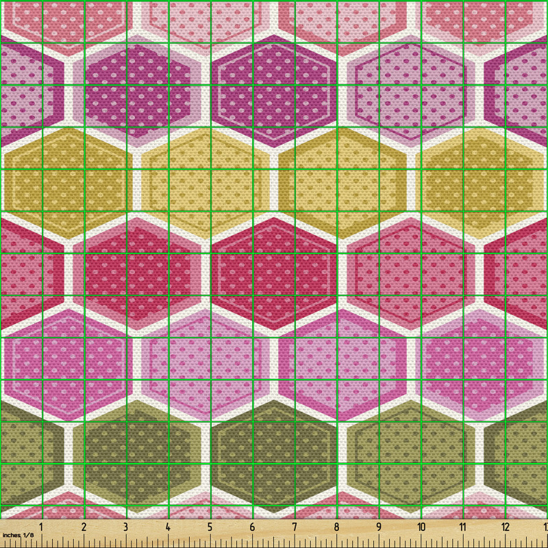 Geometrik Parça Kumaş Sevimli Altıgen Petekler ile Noktalar