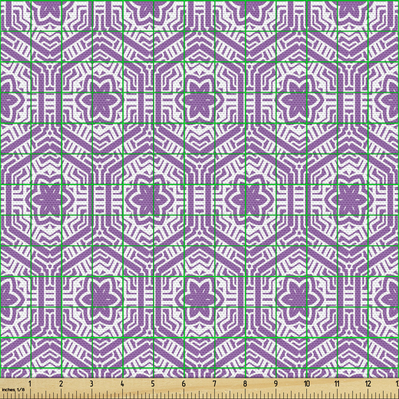 Geometrik Parça Kumaş Altıgenlerin İçindeki Çiçek Desenleri