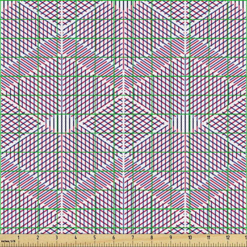 İllüzyon Parça Kumaş Çapraz ve Dikey Çizgilerle Geometrik Desen