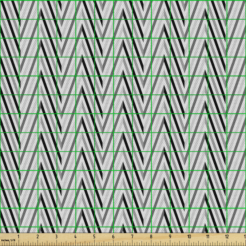 Vintage Parça Kumaş Geometrik Zikzak Çizgiler ve Siluetleri