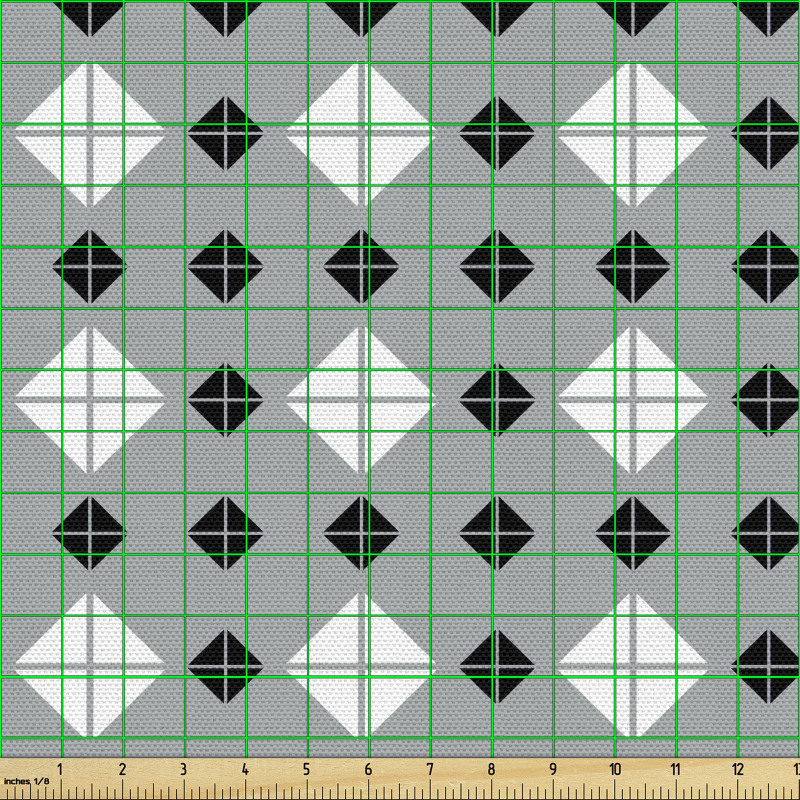 Retro Parça Kumaş Küçük ve Büyük Eşkenar Dörtgenler ile Kareler