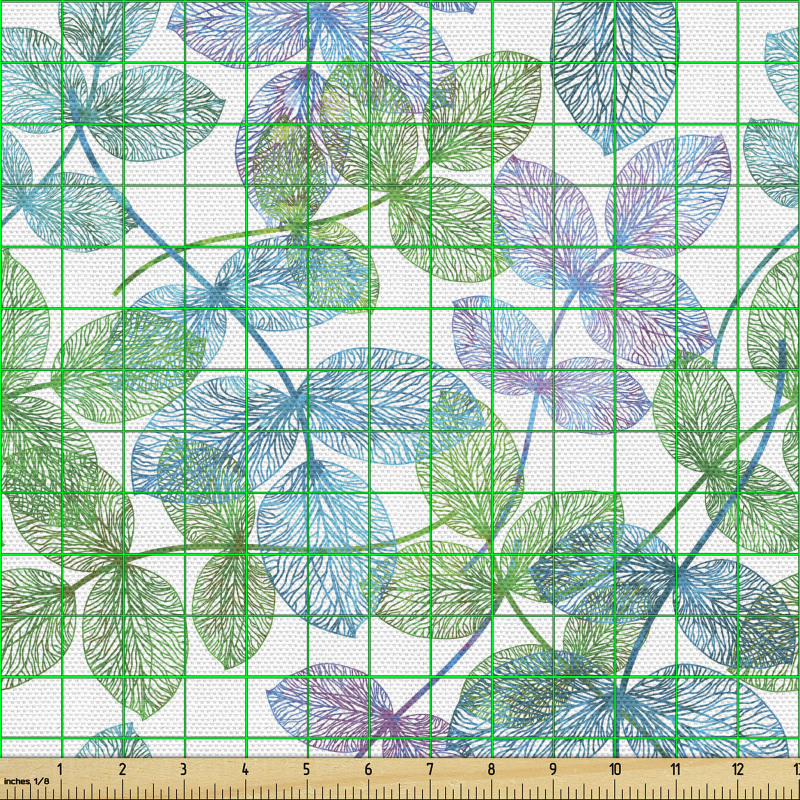 Botanik Parça Kumaş Renkli Yapraklı Desenler Tekrarlı Dizayn