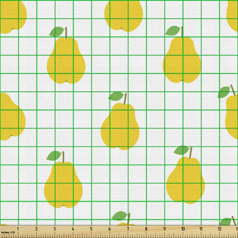 Meyve Parça Kumaş Grafik Çizim ile Simetrik Armut Desenleri