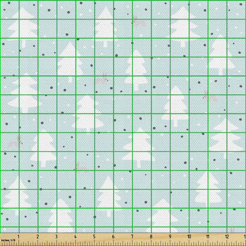 Botanik Parça Kumaş Noktalar Tavşanlar ve Çam Ağaçları