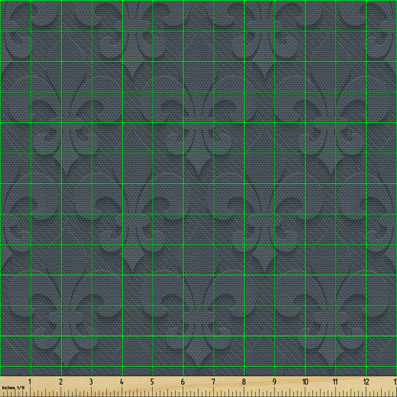 Moda Parça Kumaş Çapraz Çizgili Zeminde Gotik Zambak Çiçekleri