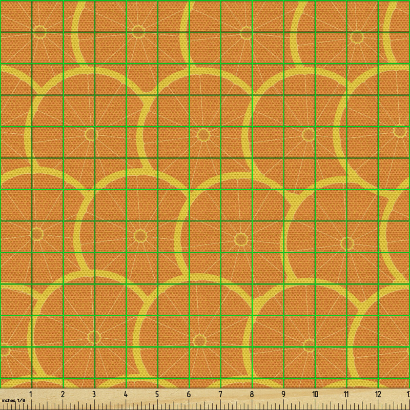 Meyve Parça Kumaş İç İçe ve Sık Tekrarlanmış Portakal Dilimleri