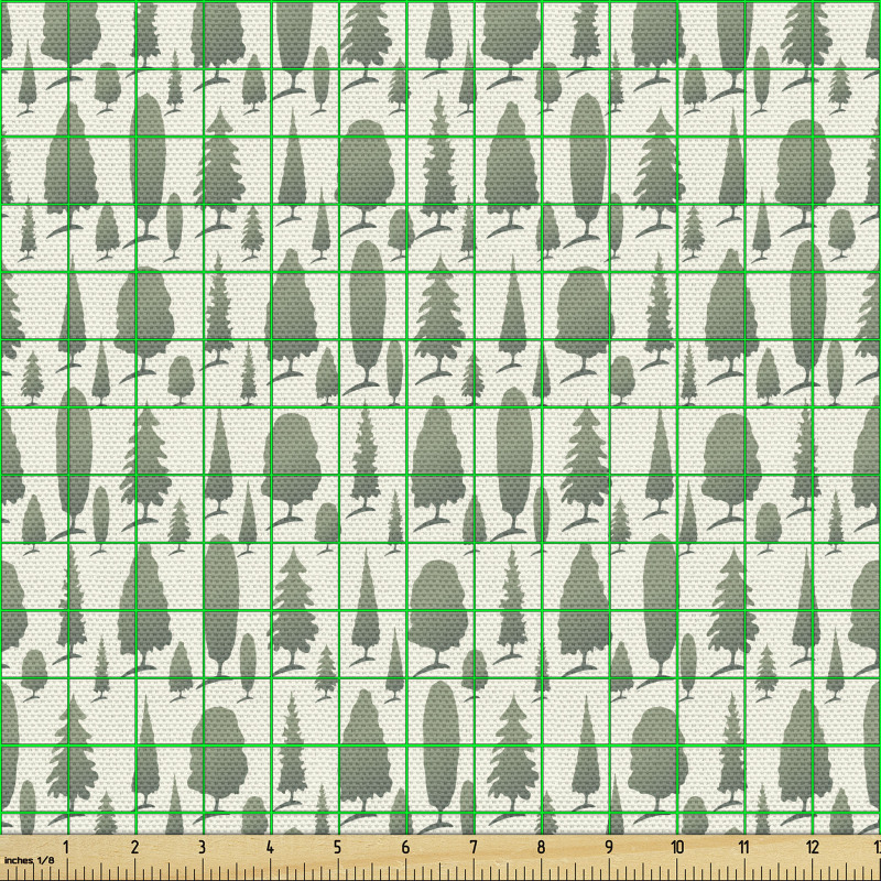 Botanik Parça Kumaş Tekrarlanmış Gölgeli Ağaçların Çizimleri